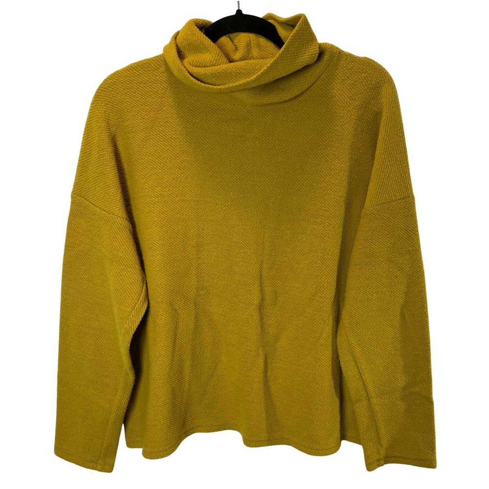 Aerie Womens Textured Turtleneck Size Small Mustard Yellow Oversized Relaxed Fit